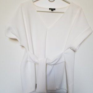 White Express Belted Blouse, Small Petite